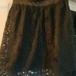 New york &Co...Black lace /satin skirt